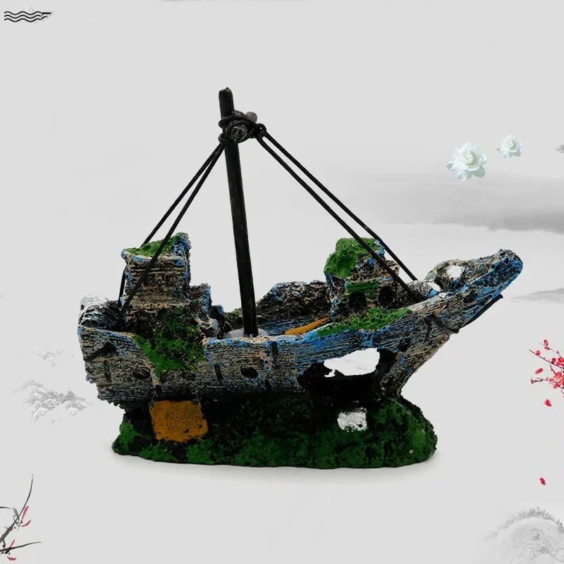 Axyaa Pirate Ship Resin Decoration for Aquarium Fish Tank Landscaping