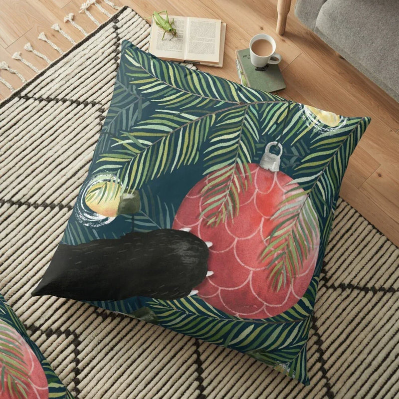 Cute Cat Decorative Pillow Case Cover for Modern Living Room Sofa by Axyaa