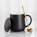 Axyaa Ceramic Mug with Lid, Spoon, Funny Design, Ideal for Coffee, Tea, Breakfast