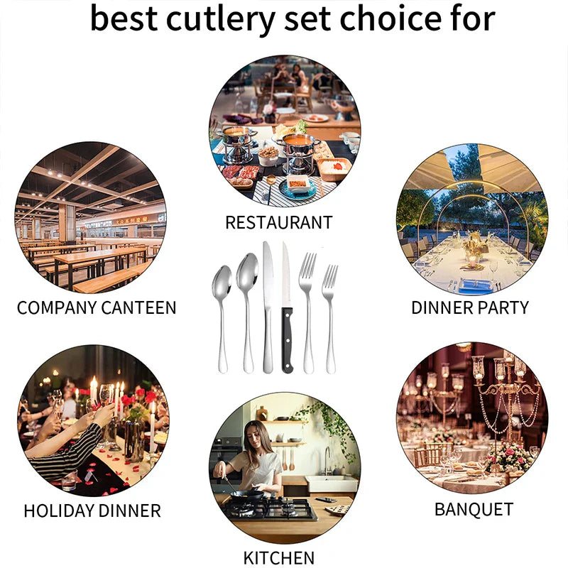 Axyaa 48-Piece Stainless Steel Tableware Set with Storage Box