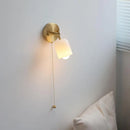 Axyaa LED Wall Light Fixture White Glass Wood Rotate Indoor Up Down Lamp