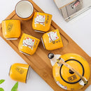Axya Lucky Cat Ceramic Tea Set with Wooden Tray and Tea Cups