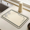 Axyaa Cream Solid Color Coffee Machine Drain Mat - Kitchen Non-Slip Absorbent Drying Mat