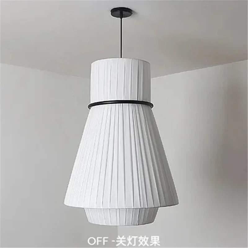 Axyaa White Pleated Pendant Lamp for Dining Room, Cafe, and Bar