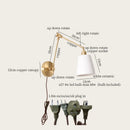 Axyaa Ceramic LED Wall Lamp Pull Chain Switch Nordic Copper Wandlamp