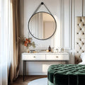 Axyaa Round Black Wall Mirror – Elegant Decor for Living Room and Bedroom