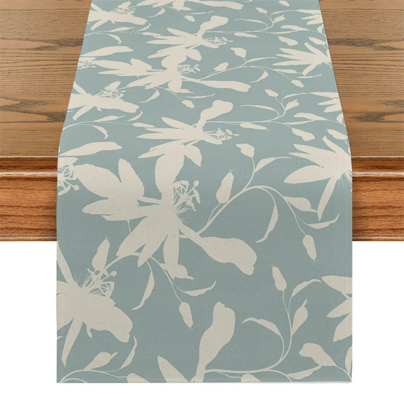 Axyaa Yellow Leaf Plant Table Runner | Chinese Style Floral Table Decor