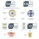 Axyaa Jasmin Pattern Porcelain Tableware Set - Dinner, Dessert Plates, Bowl, Mug