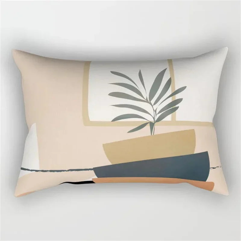Axyaa Geometric Leaf Plant Print Pillowcase - Modern Nordic Sofa Cushion Cover