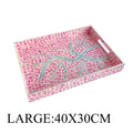 Axyaa Pink Mother-of-pearl Seashell Tray: Handmade Fruit Basket Living Room Organizer