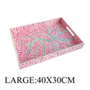 Axyaa Pink Mother-of-pearl Seashell Tray: Handmade Fruit Basket Living Room Organizer