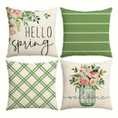 Axyaa Floral Green Plaid Striped Pattern Sofa Cushion Cover 45x45cm