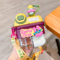 Axyaa Cartoon Double Water Bottles with Straw for Girls