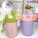 Axyaa Kids Stainless Steel Insulation Water Bottle with Straw - Double Drink Thermos Cup