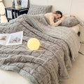 Axyaa Heart Pattern Coral Fleece Blanket: Double Layer Thicken Warm Plush Sofa Throw