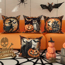 Axyaa Halloween Pillowcase: Witch Pumpkin Cat Castle Pattern for Living Room Sofa