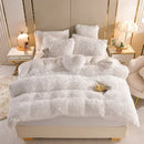 Axyaa Plush Pink Mink Velvet Queen Bedding Set with Sheets