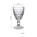 Axyaa Vintage Clear Embossed Goblet for Wine 10oz Stemware Glass Cup