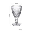 Axyaa Vintage Clear Embossed Goblet for Wine 10oz Stemware Glass Cup