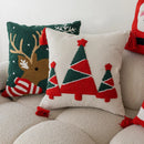 Axyaa Christmas Embroidery Canvas Pillowcase 45x45cm - Holiday Home Decoration