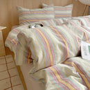 Axyaa Nordic Pink Stripes Cotton Duvet Cover 150x200 Girl's Room Comforter Set