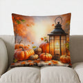 Axyaa Spotted Pumpkins & Autumn Leaves Pillow Cover for Sofa, Bedroom, Car