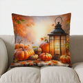Axyaa Spotted Pumpkins & Autumn Leaves Pillow Cover for Sofa, Bedroom, Car