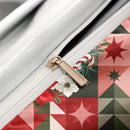 Axyaa Christmas Plaid Floral Wreath Duvet Cover Set