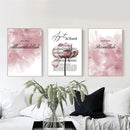 Ayat Al Kursi Pink Flower Wall Art Canvas - Axyaa Islamic Quran Quote Poster
