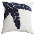 Axyaa Navy Starfish Shell Embroidered Cotton Pillow Cover 45x45cm