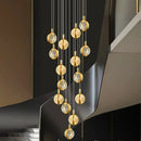 Axyaa Crystal Chandelier Stair Pendant Lamp Living Room Interior Lighting