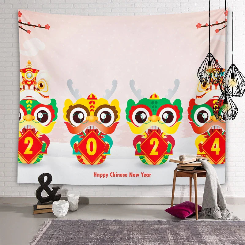 Axyaa Chinese New Year Tapestry Blessings Good Luck Spring Festival Decor