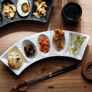 Axyaa Matte Stone Curved Plate: Patterned Ceramic Dessert Sushi Snack Molecular Cuisine Plate