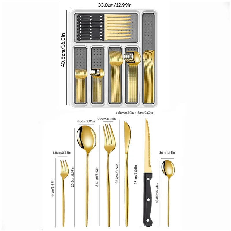 Axyaa 48pc Stainless Steel Tableware Set Knife Fork Spoon Dessert Steak Knife