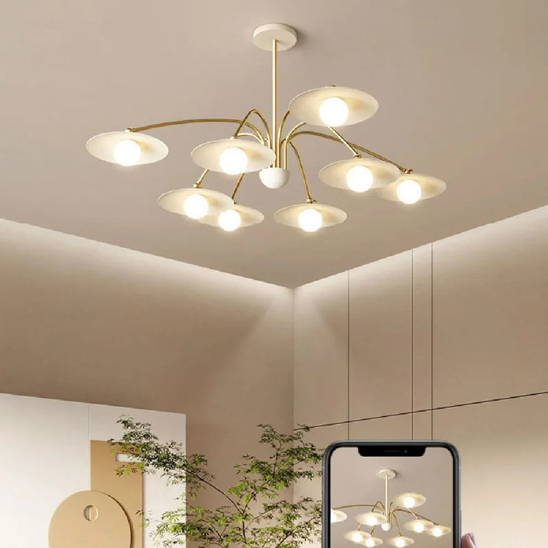 Axyaa White Shades LED Chandelier for Nordic Foyer Décor