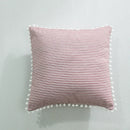 Axyaa Striped Pattern Ball Edge Pillow Case 45x45cm for Living Room Sofa