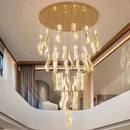 Axyaa Crystal Chandelier Stair Pendant Lamp Living Room Interior Lighting