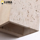 Axyaa Yellow Travertine Outdoor Wall Lamp - Waterproof Square Sconce for Courtyard, Hallway, Stairs