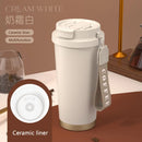 Axyaa Double Drink Straw Cup: Ceramic & Thermos, High-Value Portable Student & Work Cup