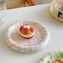 Axya Hand-Painted Checkered Dessert Plate for Home Decoration and Storage.