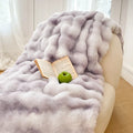 Axyaa Luxe Double Layer Rabbit Fur Tie-Dye Throw Blanket