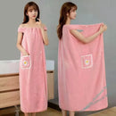 Axyaa Women's Cotton Bath Towel Wrap Skirt Absorbent Long Style Bathrobe