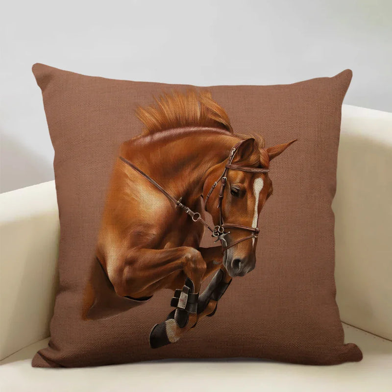 Luxury Axyaa Horse Cushion Cover 45x45cm Linen Pillow Case for Home Decor