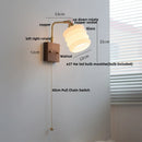 Axyaa Glass Ceramic LED Wall Lamp Sconce Rotatable Walnut Wood Mirror Light