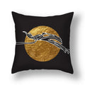 Axyaa Gold Leaf Flower Cushion Cover - Decorative Square Pillow for Home and Car