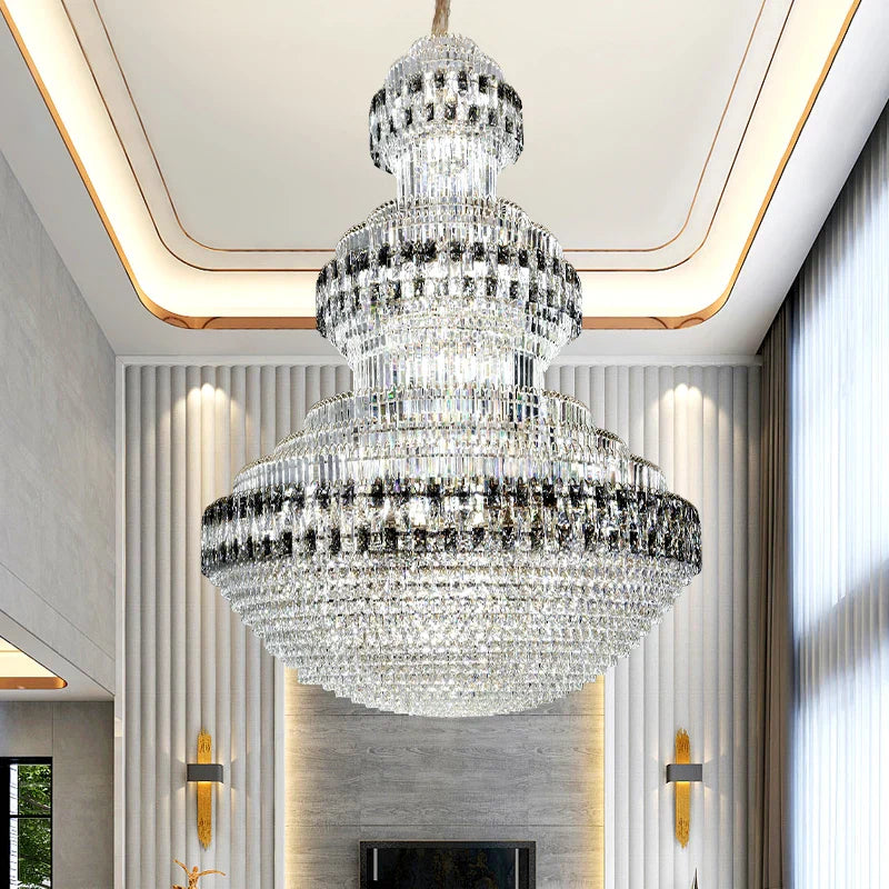 Axyaa Crystal Chandelier: Post-Modern Luxury Duplex Building LED Light for High-End Spaces