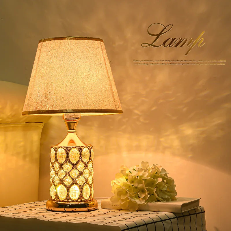 Axyaa Elegant Crystal Table Lamp for Bedroom Nightstand - Warm and Romantic Lighting