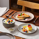 12/24pc Axyaa Sesame Glaze Stoneware Dinnerware Set - 4/6 Plates, Dessert & Bowl