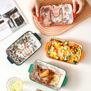 Axyaa Ceramic Double Ear Baking Plate - Cute Cartoon Design for Restaurant and Home