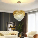Axyaa Gold Crystal LED Pendant Light - Modern Luxury Suspension Lamp